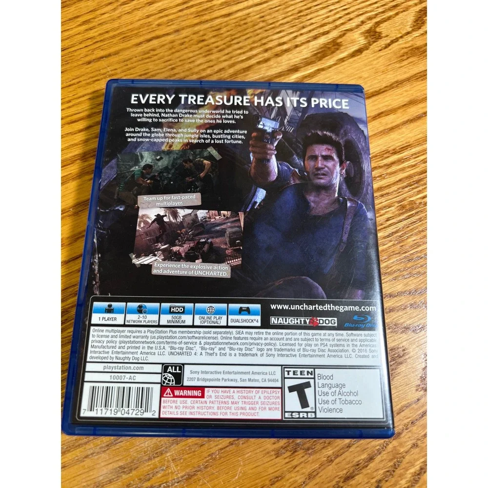 Uncharted 4 A Thief's End Sony PlayStation 4 PS4 Naughty Dog Action Adventure